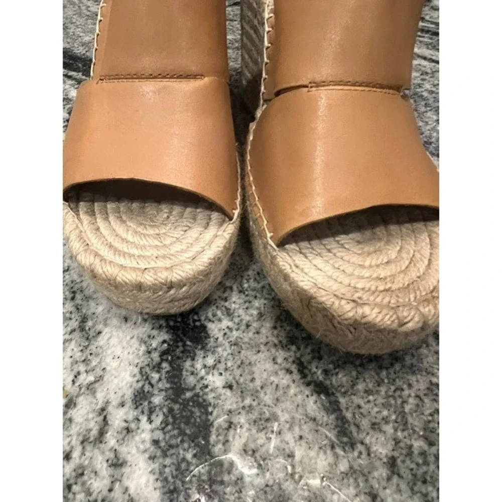 Treasure & Bond Sannibel Wedge Sandals Women 10M Tan Good Leather Espadrille